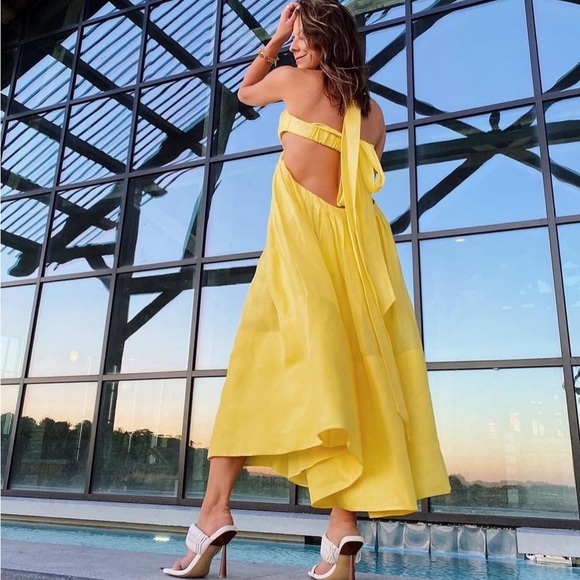 Zimmermann Sunshine Wild Botanica Bralette Open Back Linen Dress AU 0 US S - Picture 7 of 11